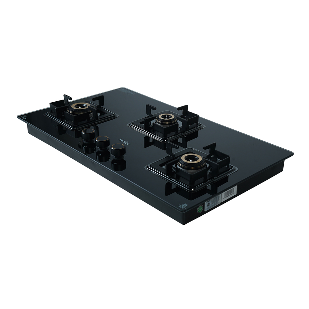 Haier 3 Burner Cooktop with Cast Iron Pan support & Metal Knobs